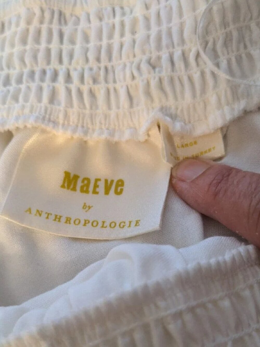 Anthropologie Maeve White One-Shoulder Cotton Blend Ruffle Top Size Large - Picture 7 of 13